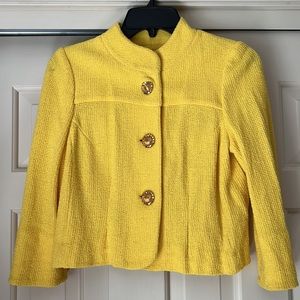 Yellow short fitted jacket with gold buttons, size S in EUC
